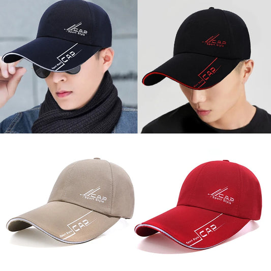 Summer Men Baseball Cap Letter Print Sports Sun Hat Cotton Adjustable Long-Brim Snapback Sun Visor Caps Hip Hop Baseball Hat