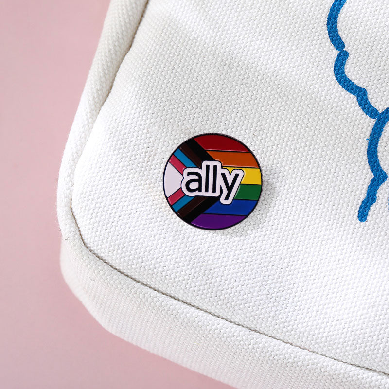 Pride Flag Ally Enamel Pin LGBTQ Equality Gay Lesbian Bisexual Trans Supports Rainbow Brooch Badge Jewelry Accessories
