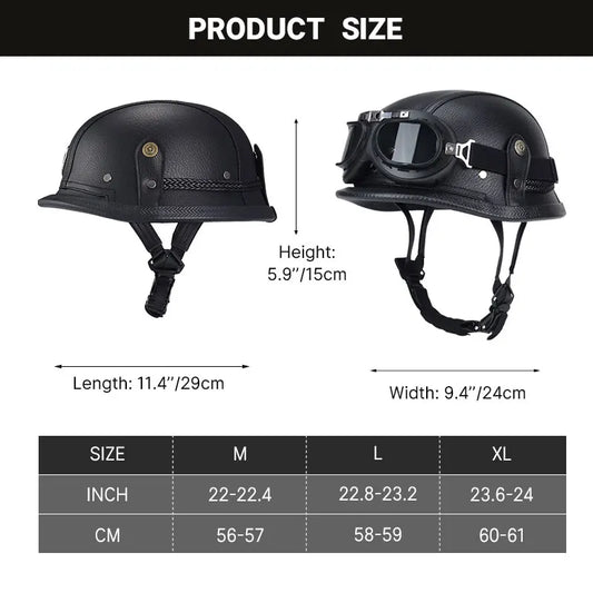 Old School German Vintage Half Helmet Retro Motorcycle Half Shell Helmet Comfortable Inner Liner Perfect for Vintage Bike