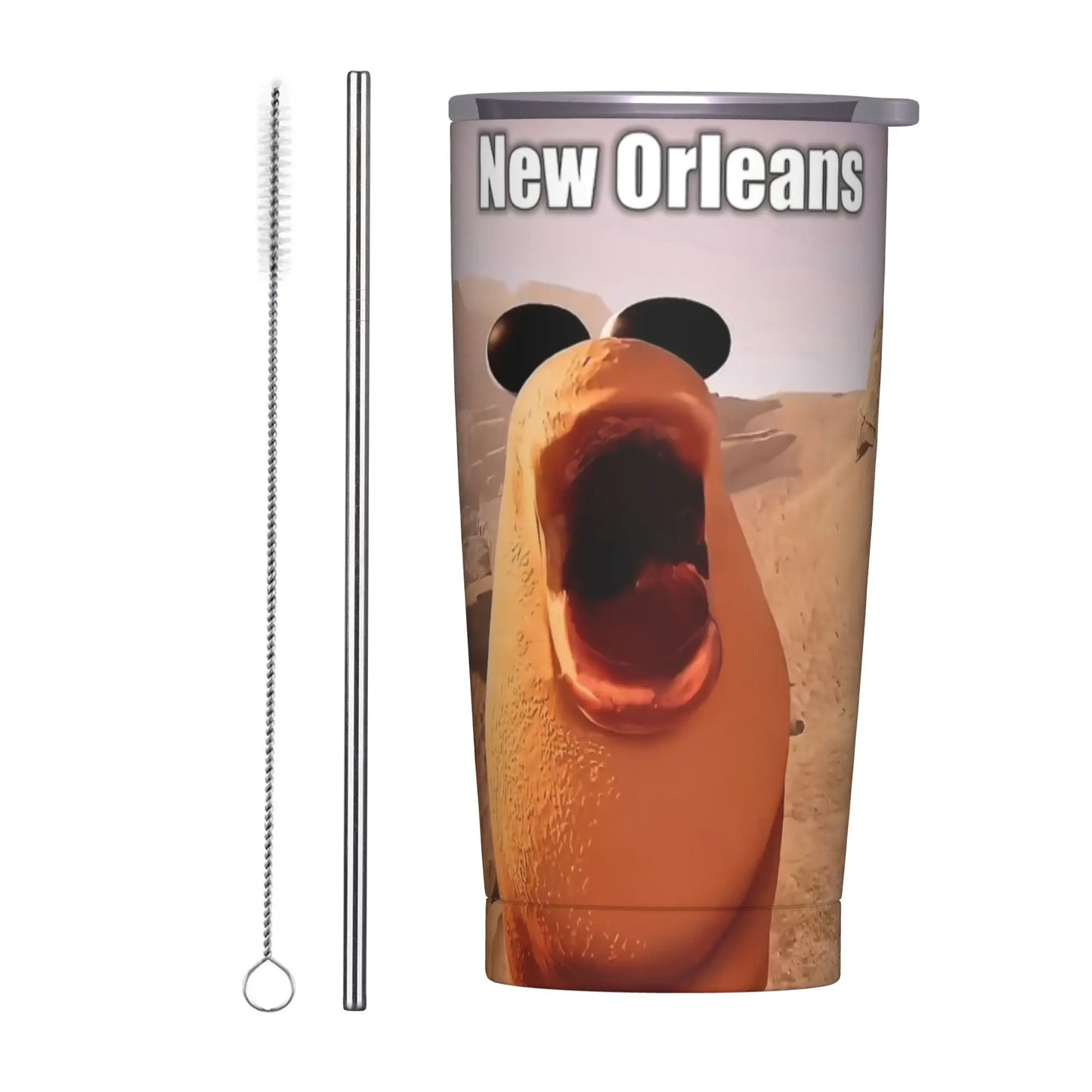 Marcus The Worm Christmas Meme Tumbler With Straw Stainless Steel Travel Mugs Double Wall Vacuum Insulated