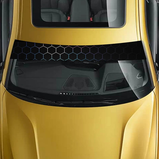 1 Colorful Honeycomb Tech Decorative Car Windshield Sticker - High Quality, Weathering Vinyl Decal, Self Adhesive, Suitable