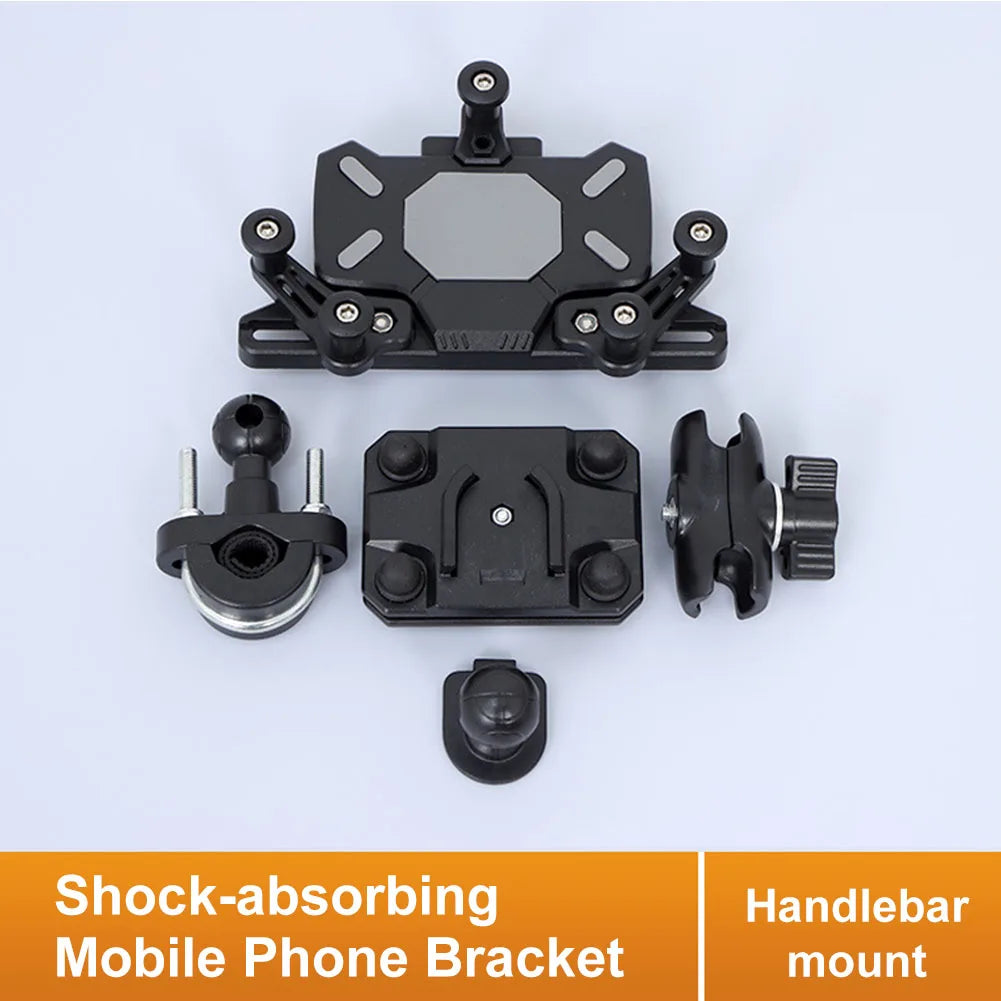 Universal Motorcycle Phone Holder Shock Absorbing Phone Mount Stand 360° Adjustable For iPhone 15 13 14 Pro Max More 4.7-7.1inch