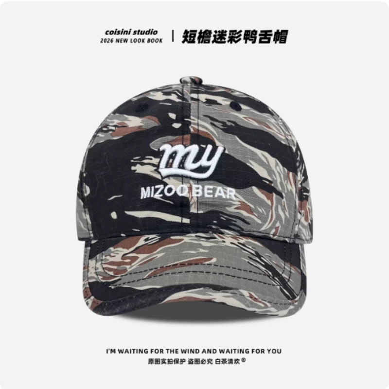 American Camouflage Short-brimmed Baseball Caps Spring and Autumn Men and Women Outdoor Sunshade Letter Embroidered Sports Hat