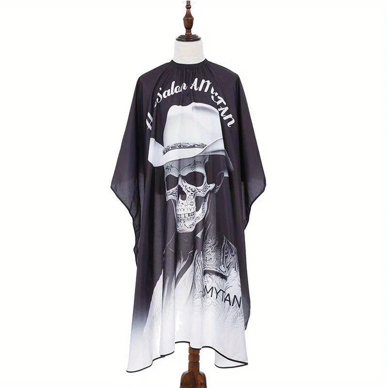 Skull Print Design – Vibrant Mexican Skull Print Salon Barber Cloth Adjustable Snap Closure Haircut Apron for Hair Styling