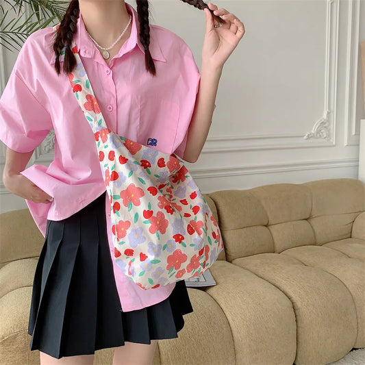 Women's Shoulder Bags Leopard Print Flower Fashionable Trendy Canvas Cross Bags Large Capacity Portable Shopping Shoulder Bags