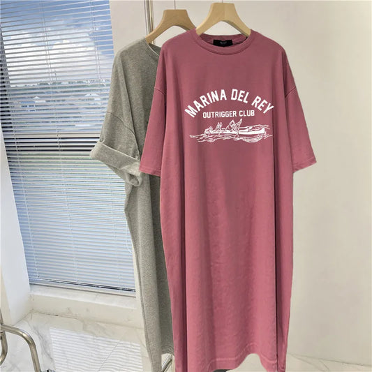 M-4XL Summer Plus Loose Printed Short Sleeve Dress for Women