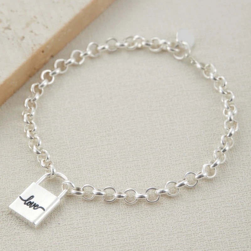 Luxury Fashion Square Shaped Lock Link Chain Padlock Charm Bracelet Fine Jewelry Link Chain Bracelets for Women