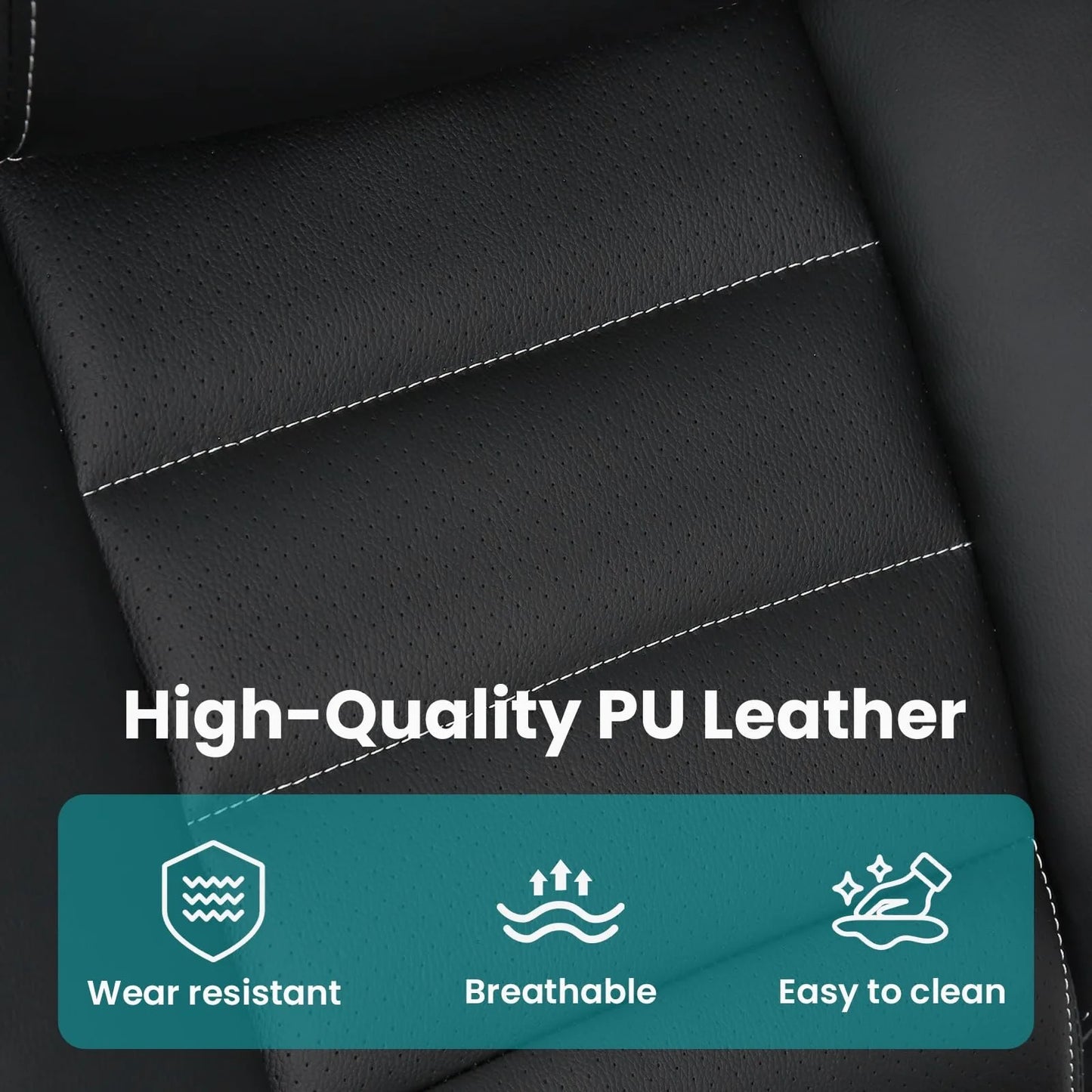 Ergonomic Executive Office Chair High Back Faux Leather Adjustable Headrest Lumbar Support Gas Lift Office Chair for Home Office