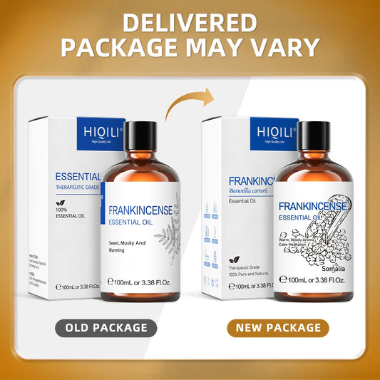 HIQILI 100ML Frankincense Essential Oils,100% Pure Nature for Aromatherapy, Diffuser, Humidifier, Massage, Relieve Stress