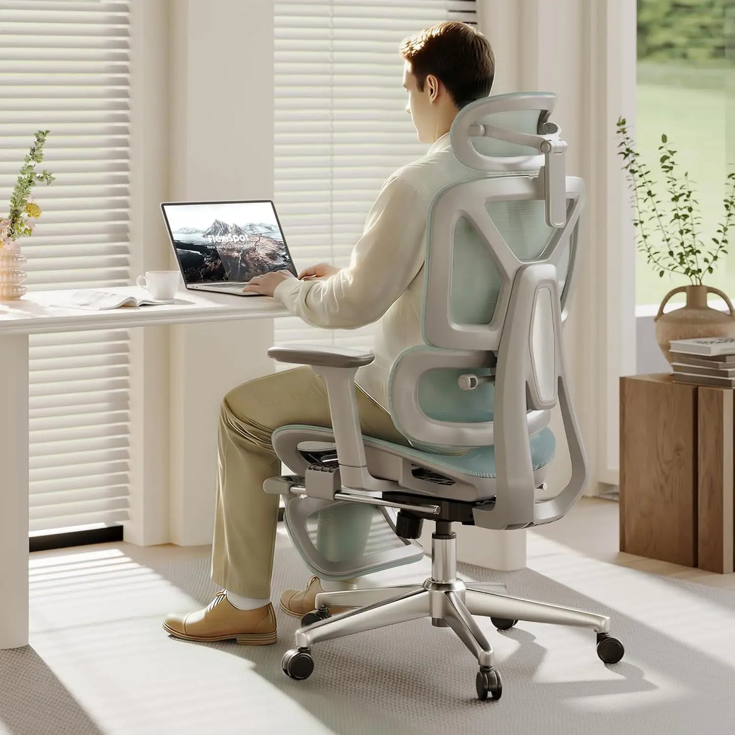 ErgoX Premium Ergonomic Office Chair with Footrest- Adjustable 3D Armrests, Dynamic Lumbar Support, Recline & Tilt, Customized