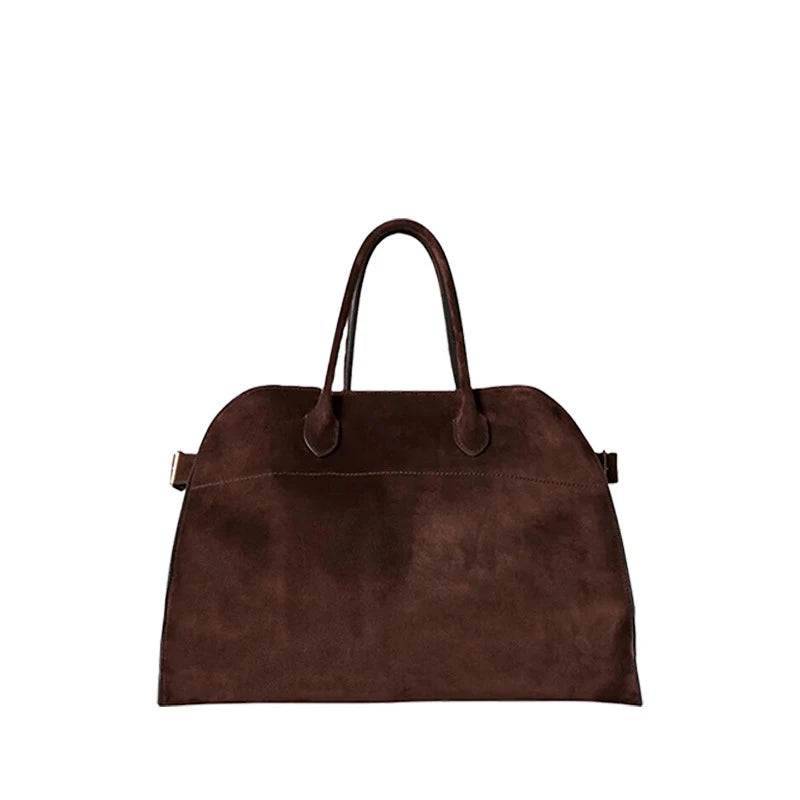 Elegant Suede Tote Bag Luxury Leather Large Capacity Shoulder Bag Minimalist Fashion Commute Handbag Soft Casual Shopping Bag