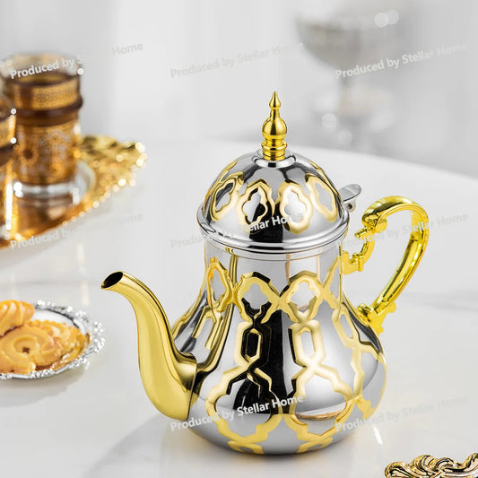 Moroccan Stainless Steel Teapot Gold Arabic Pot Moroccan Inox Teapot Middle East