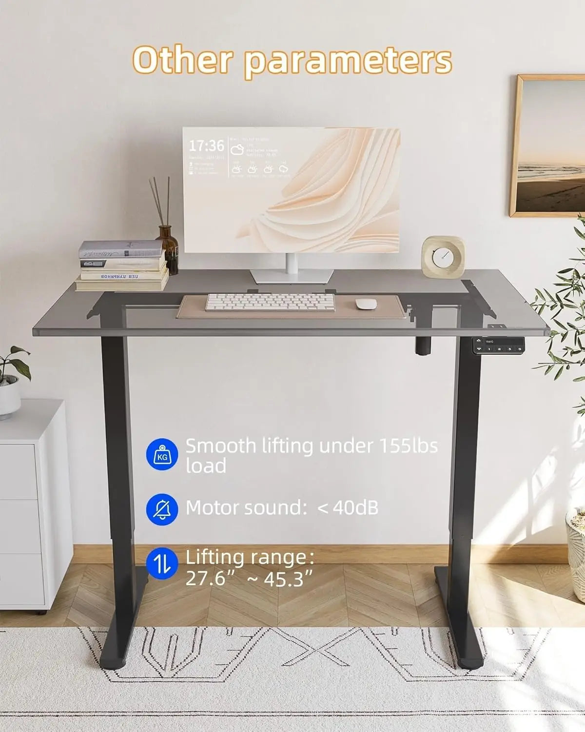 Adjustable Electric Standing Desk Frame with Memory Panel, DIY Workstation for Home Office, Black