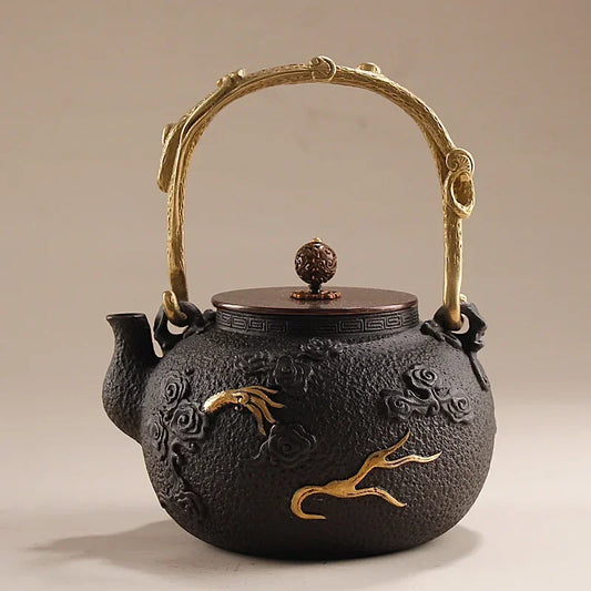 Authentic Uncoated Cast Iron Kettle Traditional Household Pig Iron Pot for Kungfu Tea Set Kitchen Boiling Gift