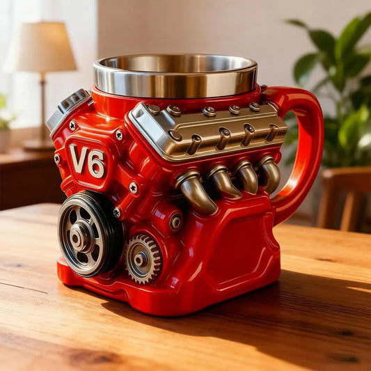 NEW Retro Engine Coffee Mug,V8 Engines Stainless Steel Cup,Personalized Double Wall Insulation Car Mug With Handle For Christmas