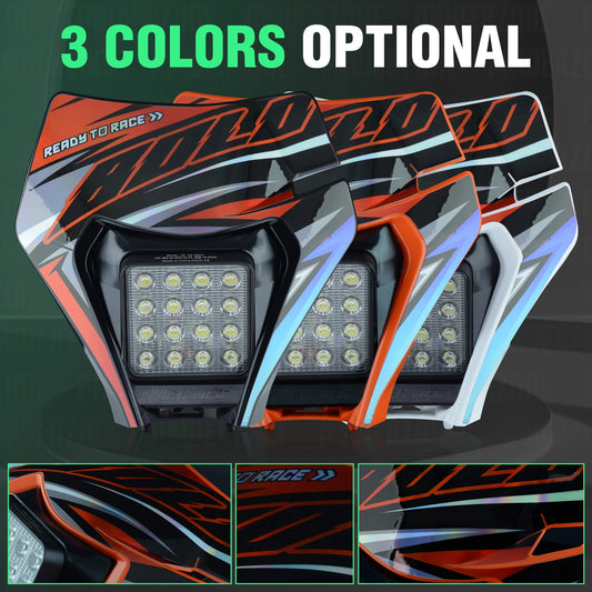 PowerZone Motorcycle LED Headlight Headlamp Head Lights Supermoto Fairing For KTM EXC SXF MX Dirt Bike Enduro LED Headlight