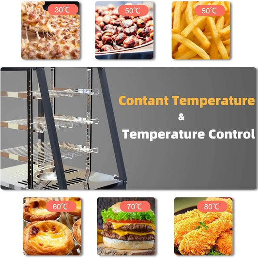 Commercial Food Warmer - Countertop Pizza Warmers Display L15 x W19 x H25'' Pastry Patty Warmer Case for Buffet Restaurant Shop