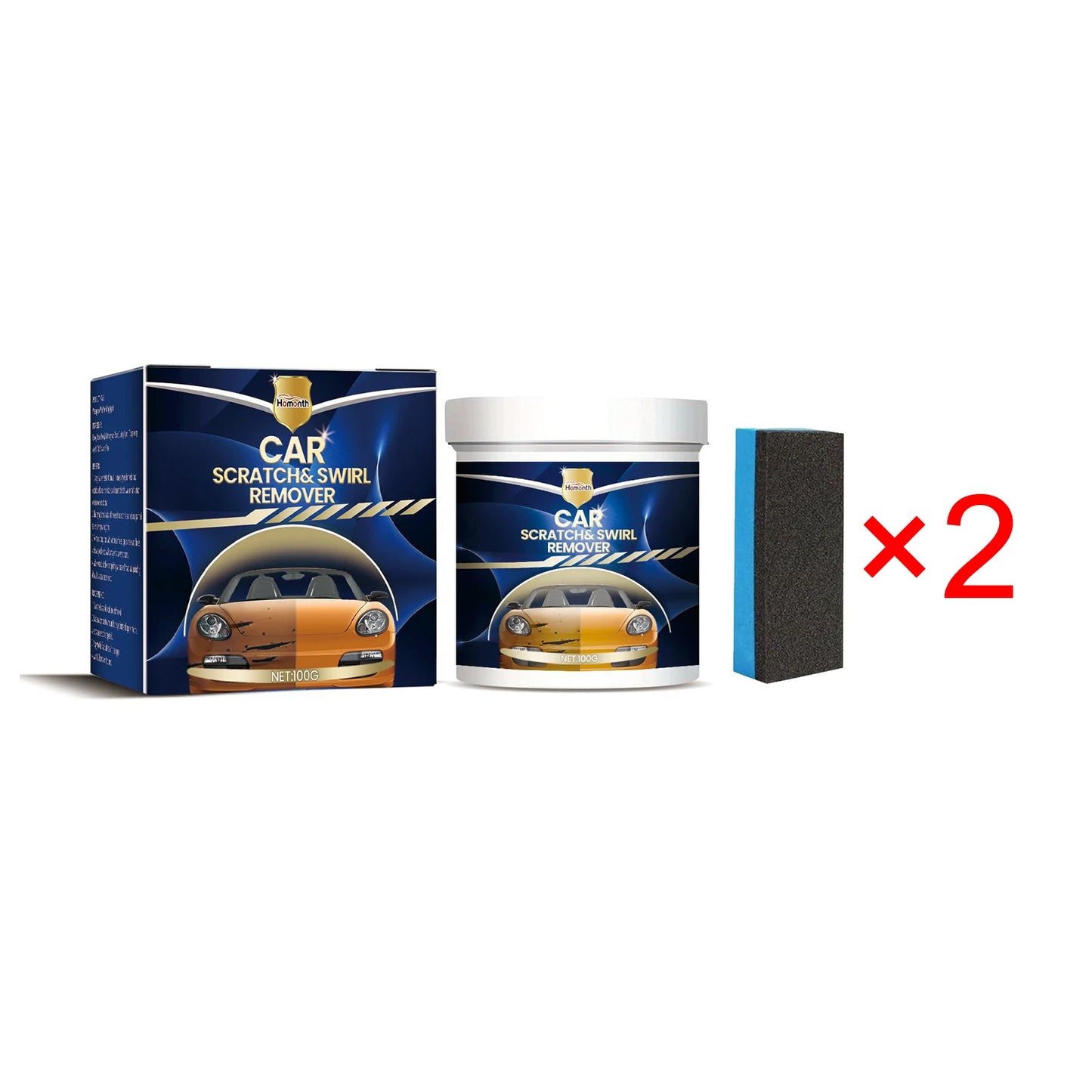 Homonth Car Wax Scratch Swirl Remover Solvent Car Polish Car Polish Solvent 100g Car Wax With Sponge For Repair Paint Scratches