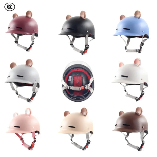Cartoon Motorcycle Helmet Cute Half Helmet Unisex Sports Cycling Safety Helmet Summer Sun Protection Casco Moto Capacete