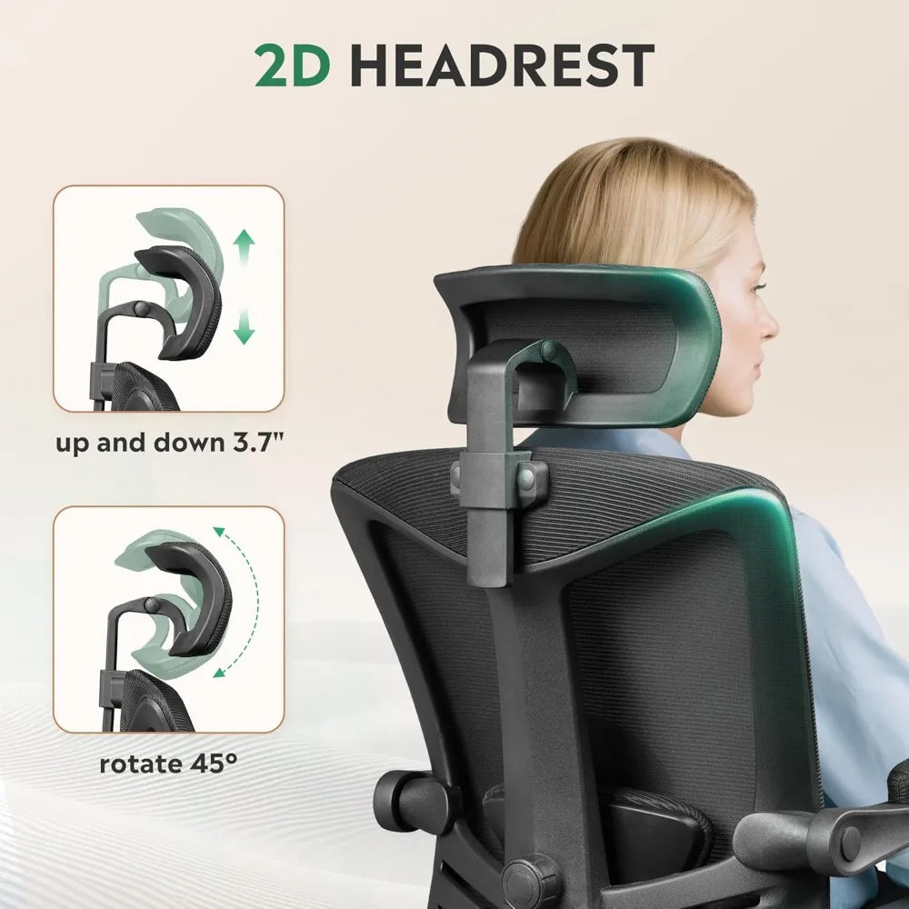 Ergonomic Mesh Office Desk Chair with Footrest,Comfrotable Big and Tall Reclining Computer Chair with Adjustable Lumbar Support