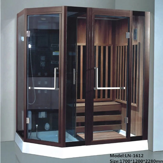 Ceiling light air enclosures wooden steam sauna and shower room bath