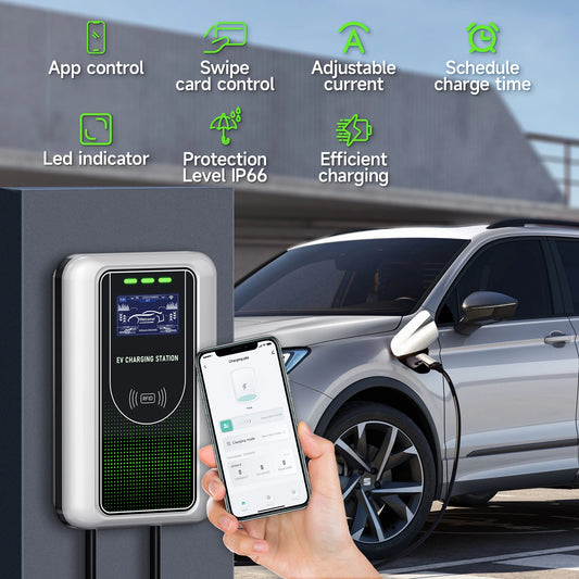 AFYEEV Type2 EV Charger 32A 7.6KW Charging Station Car Charger 11KW 22KW 3Phase EVSE Wallbox APP Bluetooth WiFi Remote Control