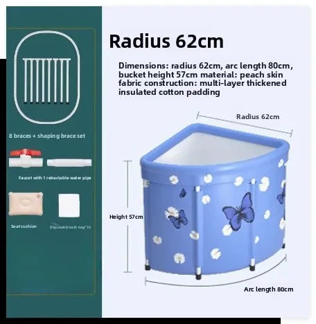 Foldable Adult Portable Bath Tub Full Body Bathing Artifact Home Sauna Insulation Bucket Mobile Bath Tub Compact Bath Solution