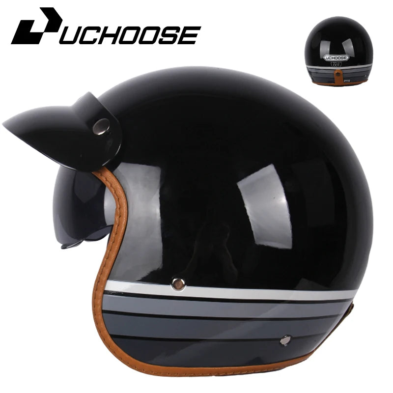 DOT Open Face Casco Moto Motorcycle Accessories Men Moto Helmets Certificated Retro Motorcycle Helmet Cafe Racer