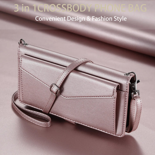 Crossbody Leather Wallet Case For iPhone17 16 Pro Air 16E 15 14 13 12 11 Pro Max XS XR SE 8 7 Card Solt Pocket Shoulder Cover