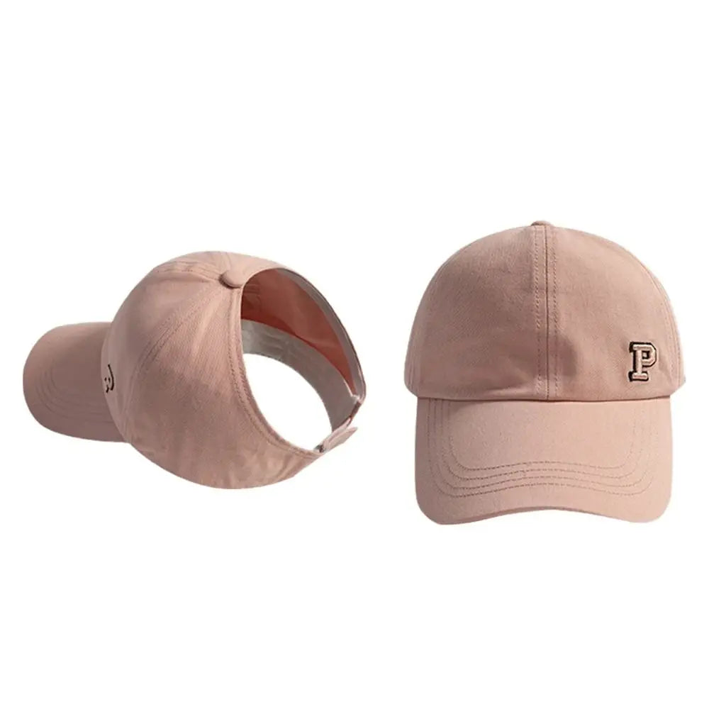 Sports Hat Empty Top Cap Embroidered Letter Cotton Tied Ponytail Braid Girl Baseball Hat Sun Hat Korean Style Caps Baseball Cap