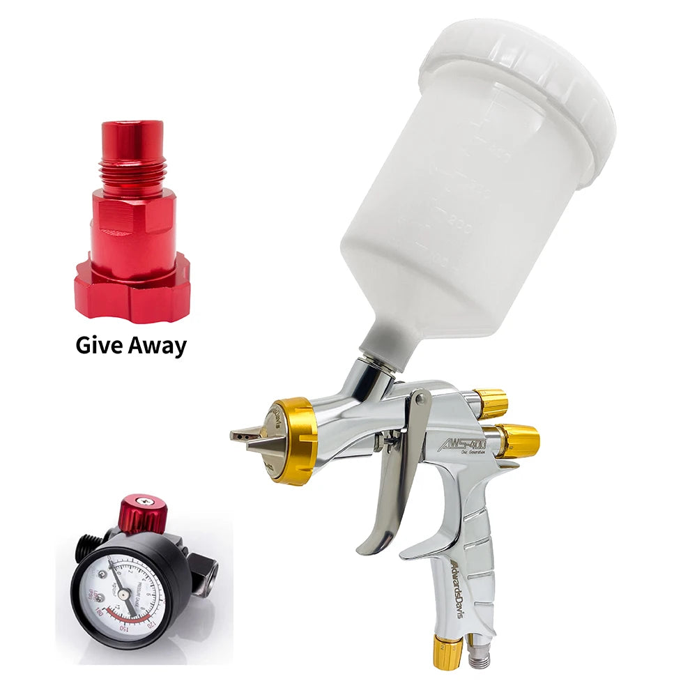 WS400 Pneumatic Spray Gun 1.3/1.4/1.7mm High Atomization Automotive Sheet Metal Paint Spray Gun Furniture Varnish Paint Spraying
