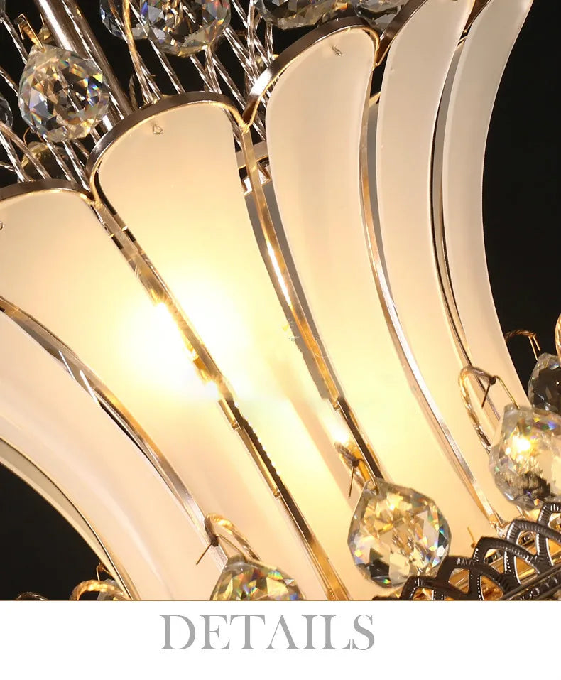 European Big Lighting Large Gold Imperial K9 Crystal Chandelier For Hotel Hall Living Room Staircase Hanging Pendant Lamp Decora
