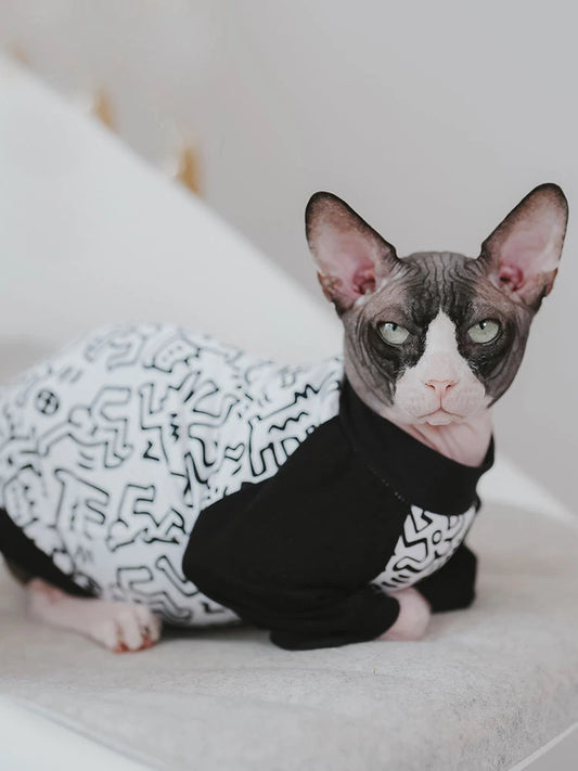 Cat Clothing Cotton Coat Elestic for Male Cat Spring Summer Sweatshirt For Kittens Soft T-shirt for Devon Rex