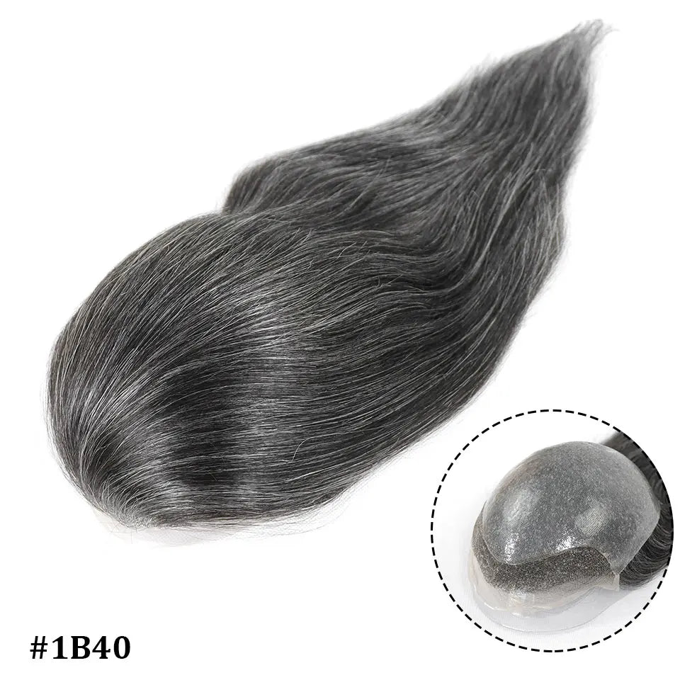 Brown Long Human Hairpieces Men's Toupee Natural Hairline Lace Front Male Wig Breathable Lace With PU Hair Replacement Systems