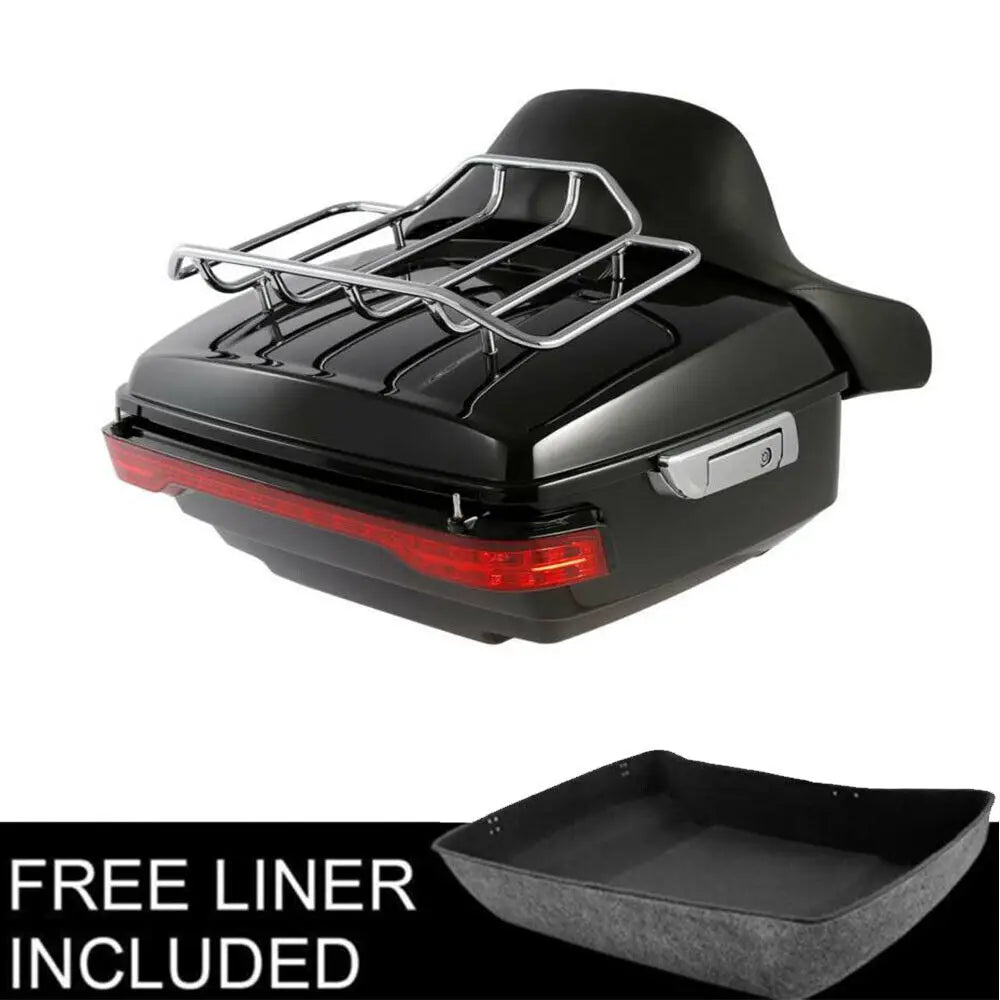 Motorcycle King Trunk Pad Top Rack LED Brake Light For Harley Touring Road Glide 2014-2025