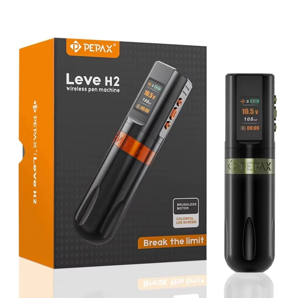 PEPAX Leve H2 Wireless Tattoo Machine Pen 3.5/4.2/5.0MM Stroke Wireless Tattoo Pen with 2000mAh Batteries for Tattoo Artists