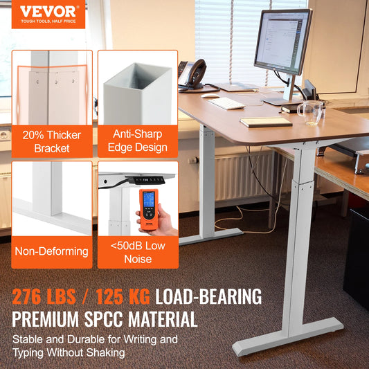 SucceBuy Standing Desk Frame Electric Stand Up Computer Desk Legs Ergonomic DIY Workstation Base for Home Office Black white