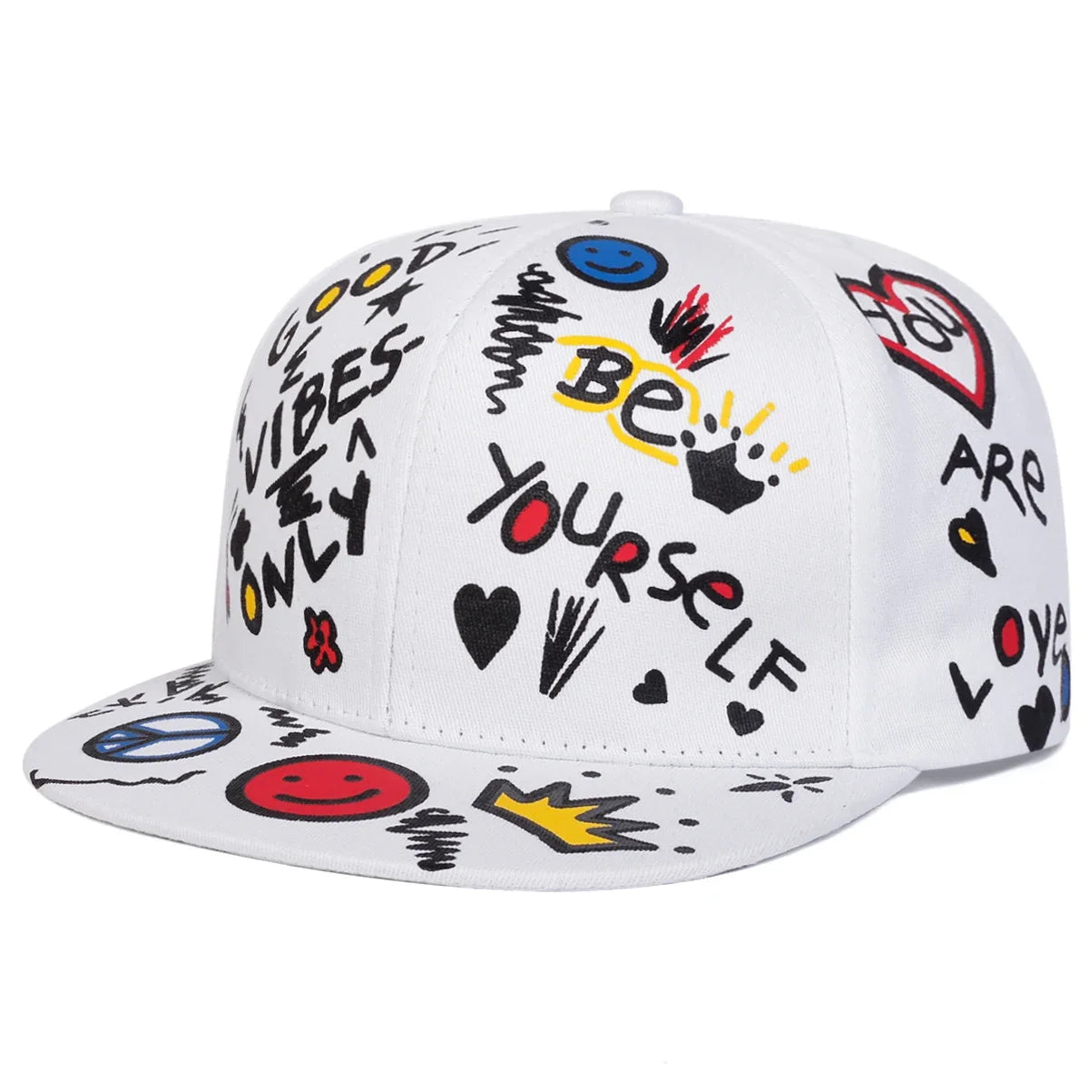 Unisex Smiling Graffiti Print Hip-hop Hats Spring Autumn Outdoor Adjustable Casual Baseball Caps Sunscreen Hat Sports Cap