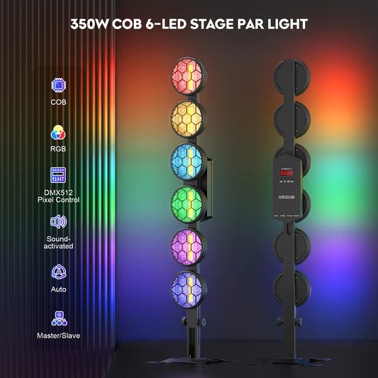 DayFlicker 350W 6-LED COB Linear Vintage Light Stage Light 1-20Hz Flash DMX512 15/33CH For DJ Concert Weddings Nightclub Dance