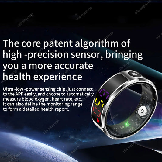 2025 R12 Smart Ring with Color Display Screen and Touch, Charging Box,Health Manager, 5 ATM Waterproof Smartring For Men Women
