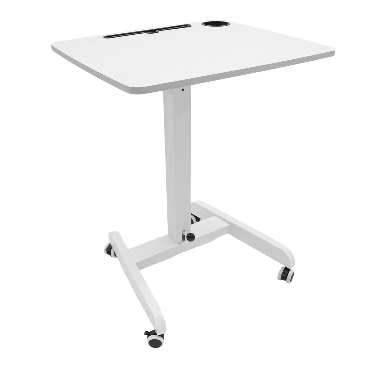 20.5*23.6*44.2in Standing Foot Pedal Lifting Table, Mobile Standing Table, Portable Podium with Wheels - White