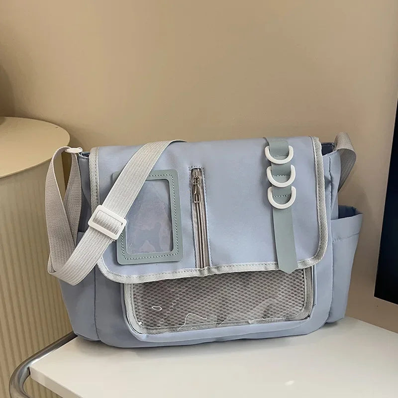 Y2K Japanese Harajuku School Bags for Girls New Transparent Itabag Shoulder Crossbody Bag DIY Badges Display Plate Ita Bag