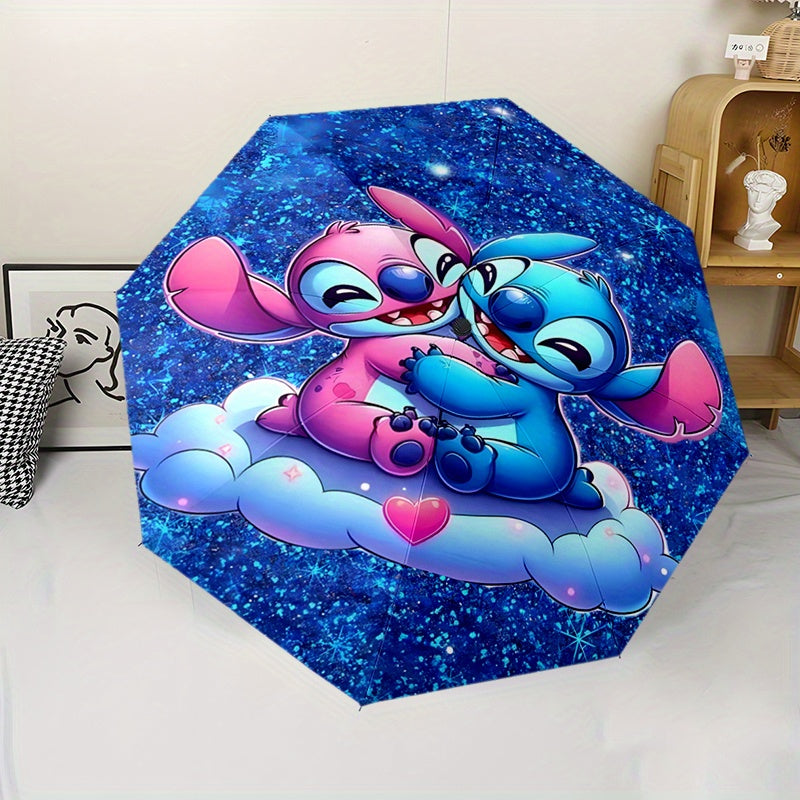 Stitch Star 4 Folding automatic automatic umbrella 8-rib iron frame plastic handle folding automatic umbrella portable travel design holiday gift decoration for friends and family