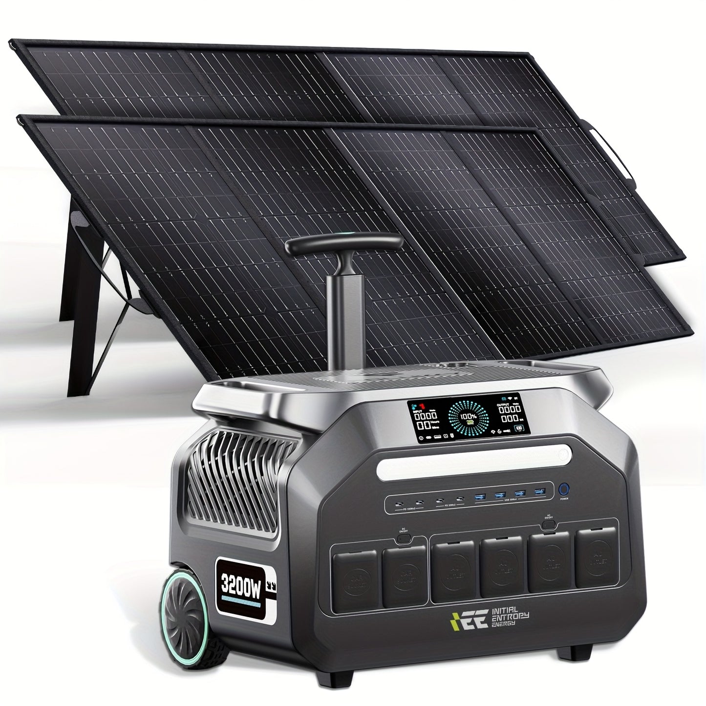 IEE P3200 Power Station 200W 400W Solar Panel (Optional), 2048Wh/3200W (6400Peak) Solar Generator, 1800W Super Fast Charging, LiFePO4 Battery, APP Control Emergency Power Station for Home, Camping, Power Outages