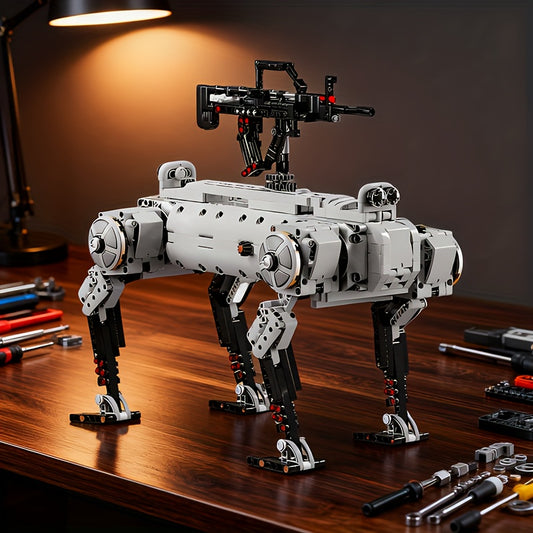 1613+pcs Large-Scale Advanced Tech Robot Dog Building Set with Movable Arms & Legs, ABS Model Kit for s &, Realistic Walking/Posing Robot, Chibi-Style Collectible Gift (Grey/Black) - Compatible with Chibi Figures