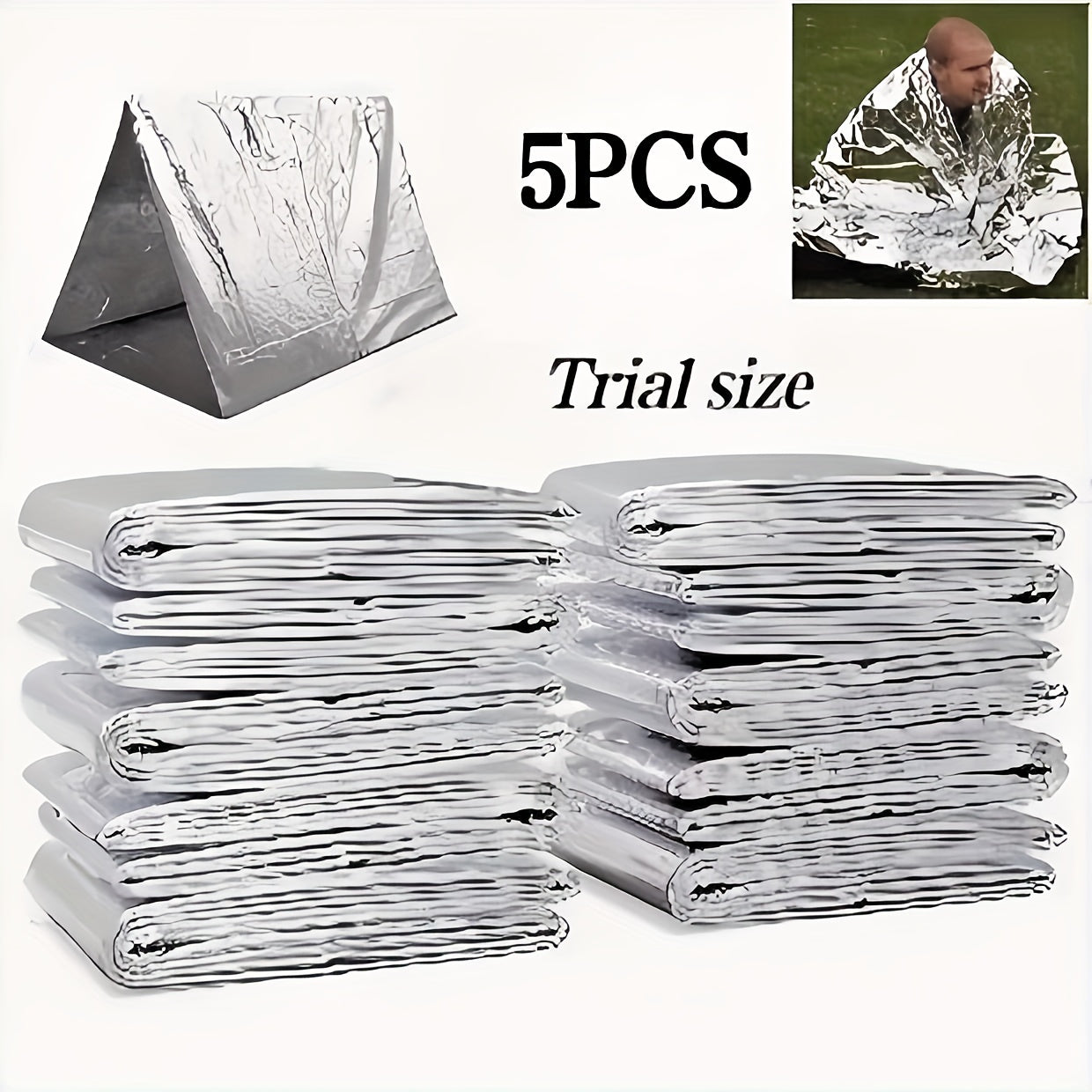 15pcs Family Pack Thermal Insulation Blanket, Double-Sided Film Insulation Blanket, Suitable for All Seasons, Hiking Rescue and First Aid Space Efficiency Survival Equipment, W, Z, Thermal Blanket, Survival Kit, Camping Equip