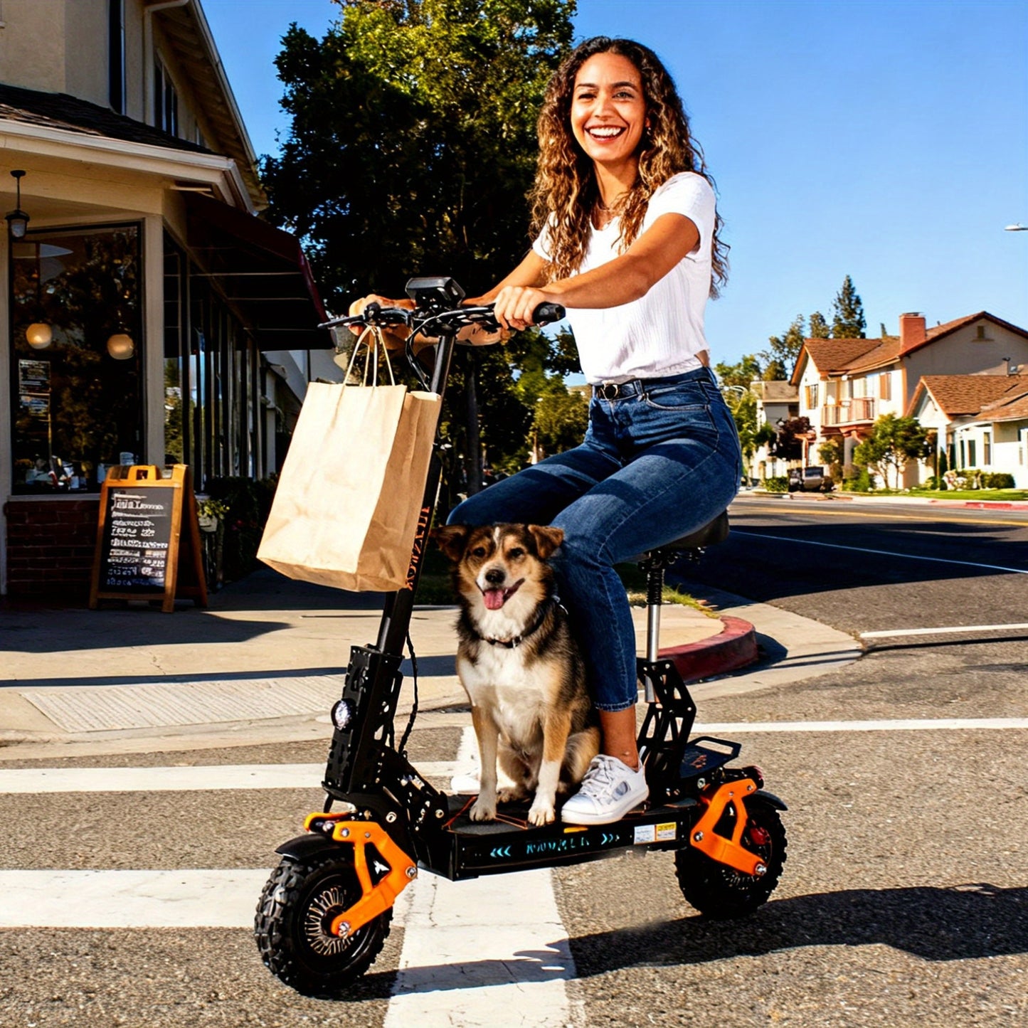 Fast Electric Scooter 60V 28.8A, 749W Dual Motor System for Unbeatable Speed, 60 Miles Long Range, Off Road All Terrain 11 Inch Tires, Full Suspensions & Seat, A True Hyper Scooter And One Of The Fastest Heavy Duty E-scooter