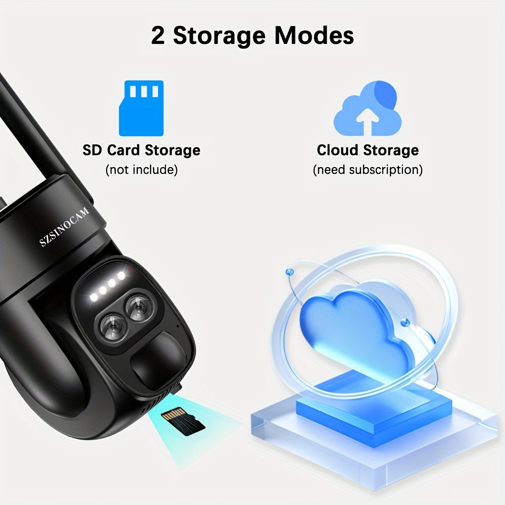 Solar-Powered PTZ Security Camera with 8x Zoom Dual Lens, 360° Auto Tracking, Human Detection, Two-Way Talk, Wireless WiFi, PoE Camera, Solar Panel, Outdoor Surveillance System for Home/Office/Business - Continuous Recording
