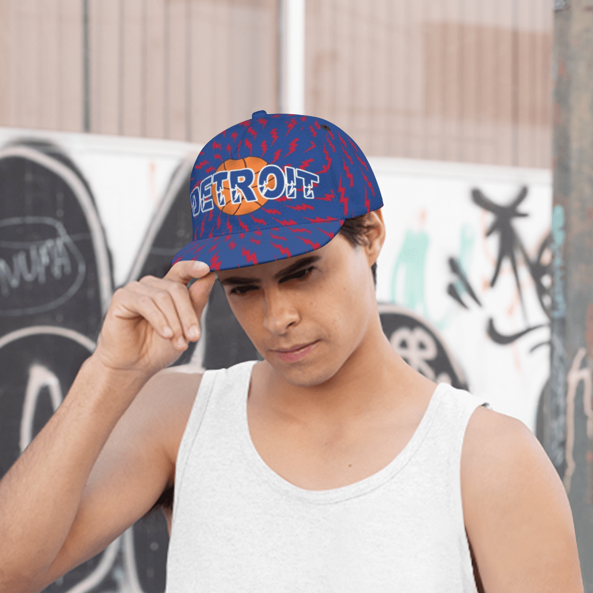 Detroit Camo Print Basketball Cap - Adjustable Snapback Hat with Camouflage, Sporty Urban Style Suitable for Casual Wear, Outdoor Activities & Detroit-Themed Outfits, Camo Hat for Urban Streetwear and Motor City Style