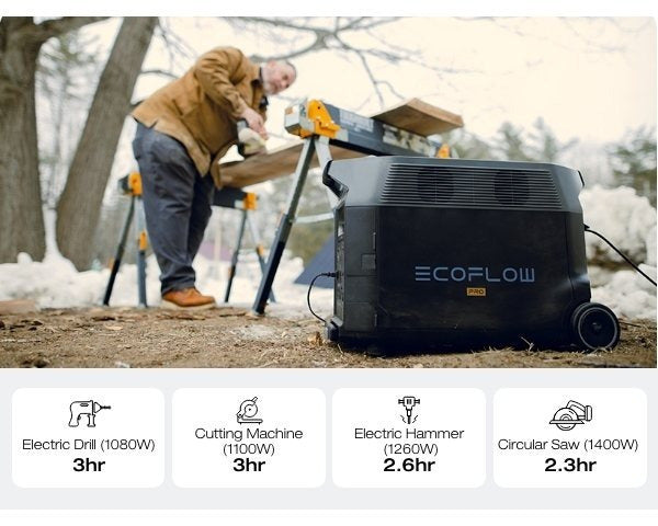 EcoFlow 45W Portable Solar Panel with Portable Power Station DELTA Pro 3600 (Separate Shipment), X-Stream 2.7H Fast Charging, 3600Wh Lifepo4 for 10 Years Power Station, 3.6kWh to 25kWh Expansion (need to connect with extra ba